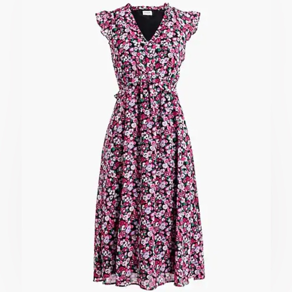 J Crew Factory Petite V-neck tiered midi dress-Size Petite 0